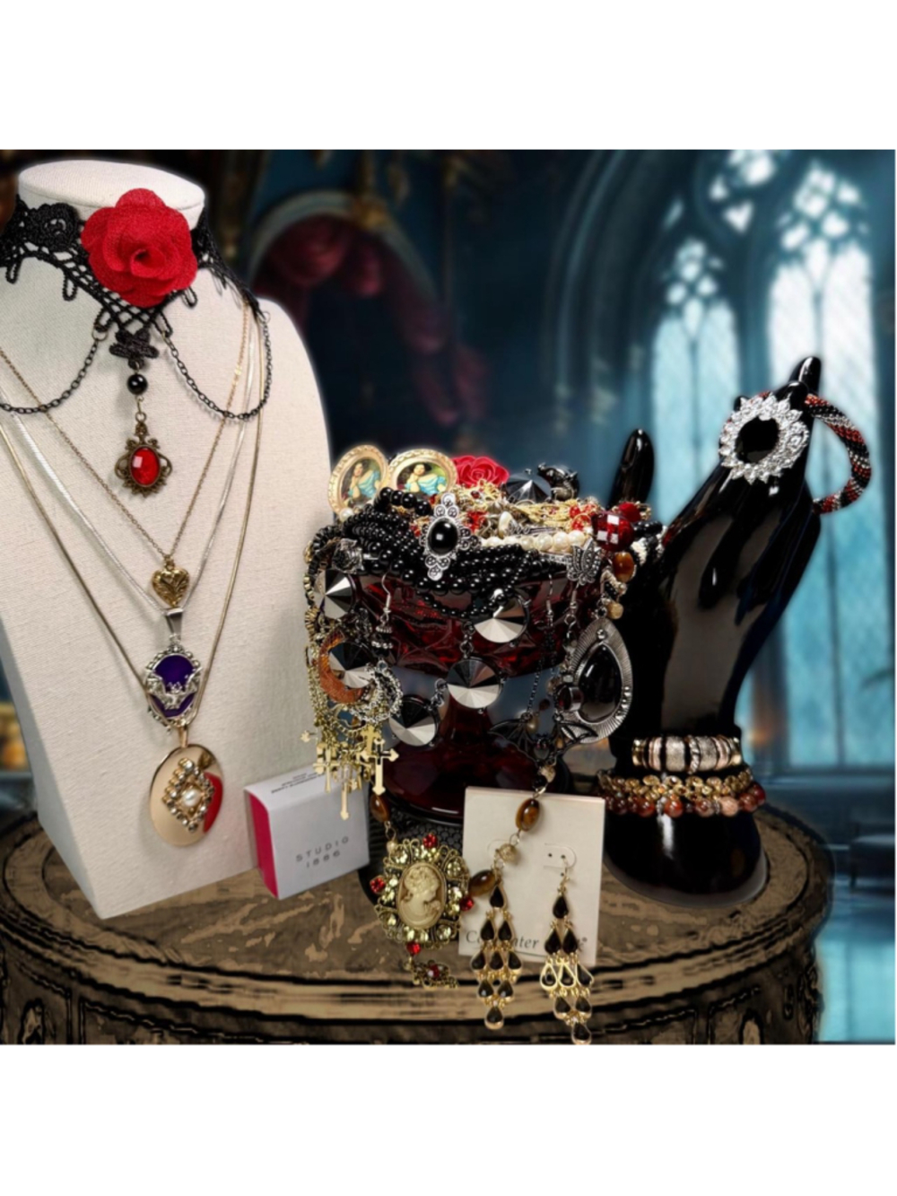 Midnight Masquerade gothic mystery jewelry jar